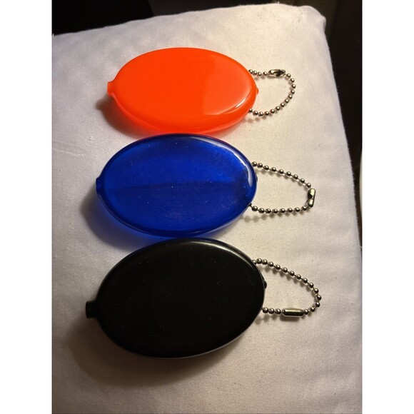 Oval Squeeze Coin Purse 2x3 Inches Lot Of 3 Portable Rubber Coin Holder - Picture 2 of 4
